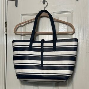Navy and White Striped Tote Bag